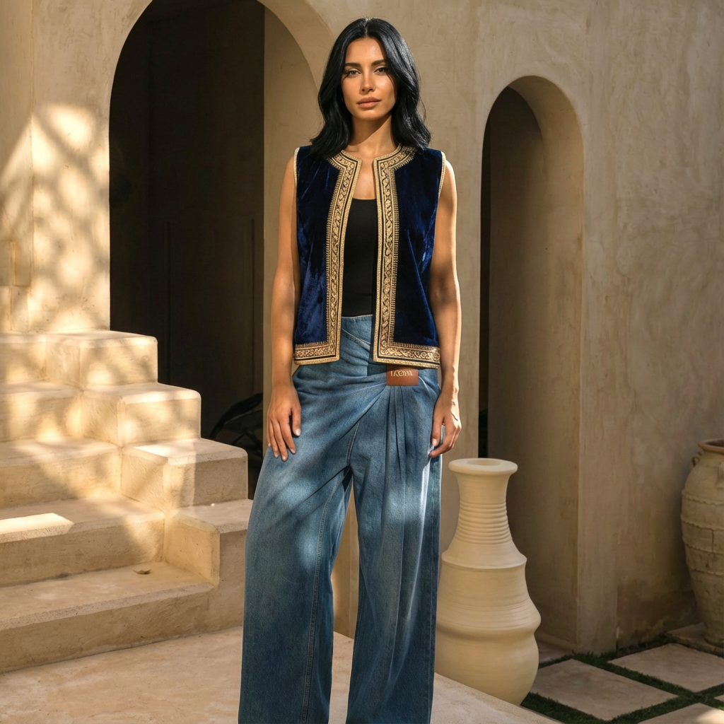 Midnight Velvet Vest - Navy Blue