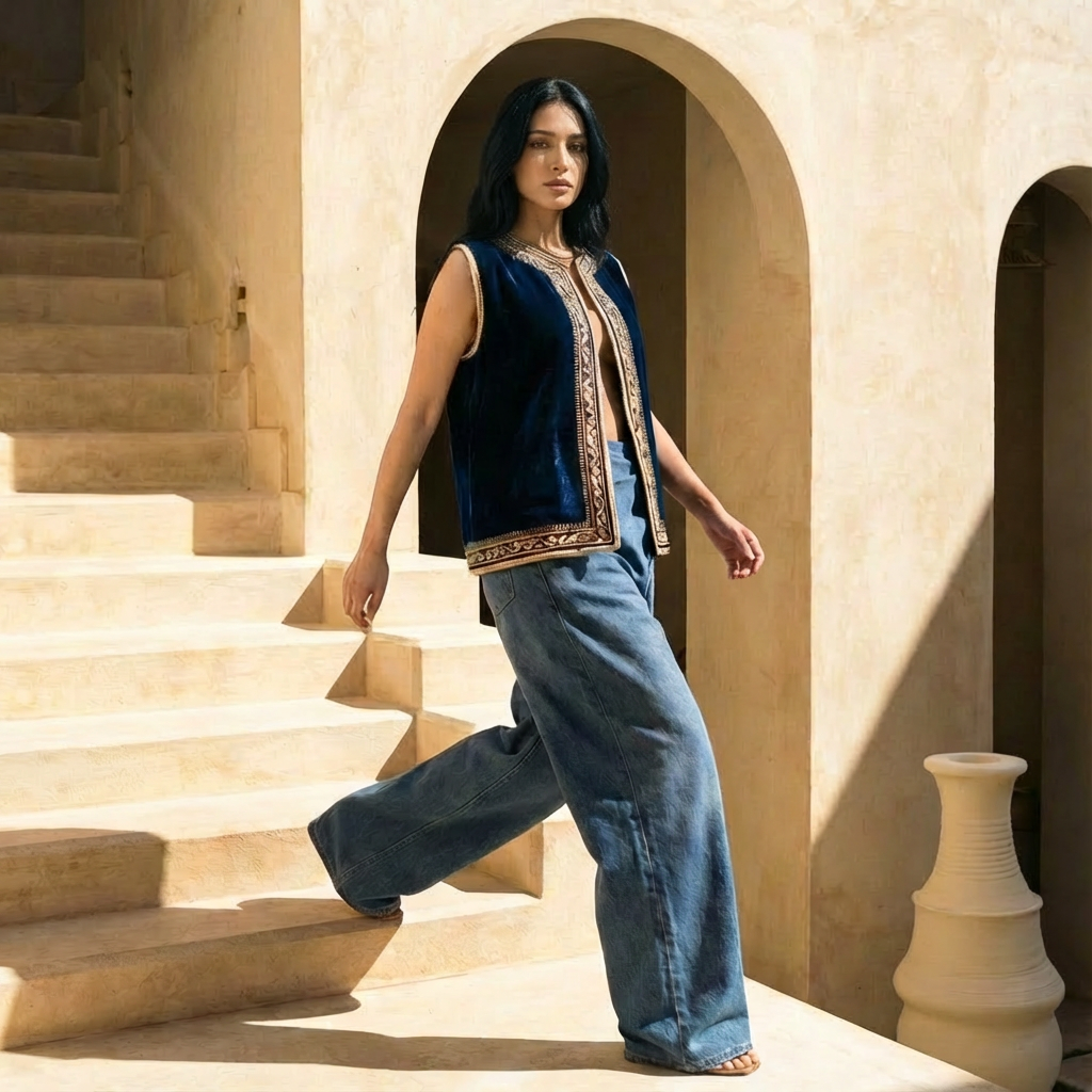 Midnight Velvet Vest - Navy Blue