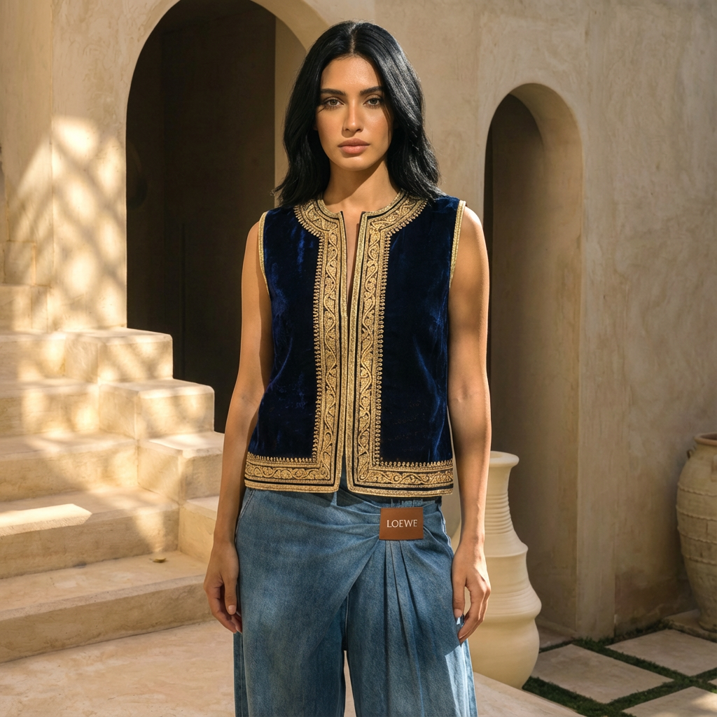 Midnight Velvet Vest - Navy Blue